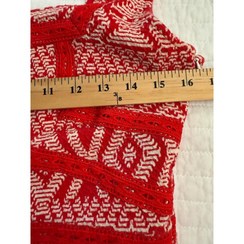 Maeve Dress Women's US 8 Red White Sleeveless Fit Flare Geometric Textured Zip - Picture 4 of 8
